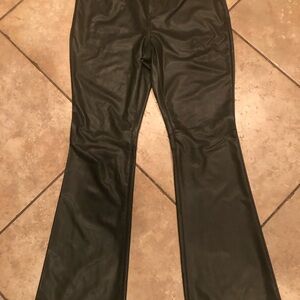 New Banana Republic Olive Green Flare Leg Vegan Leather Pants. Size 31/12.